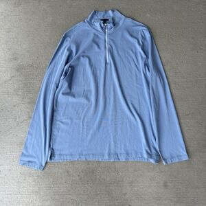 Patrick Assaraf Men's XXL 1/4 Zip Mock Neck Pullover Blue Lightweight